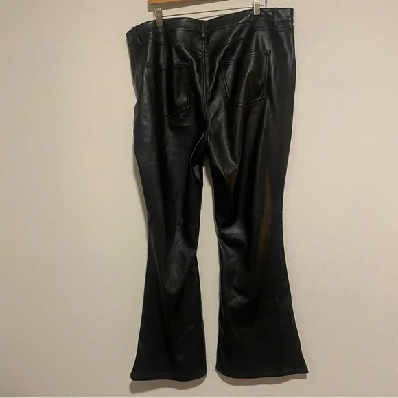 ARULA Black Pleather Flare Pants, Size 16 - Picture 3 of 5